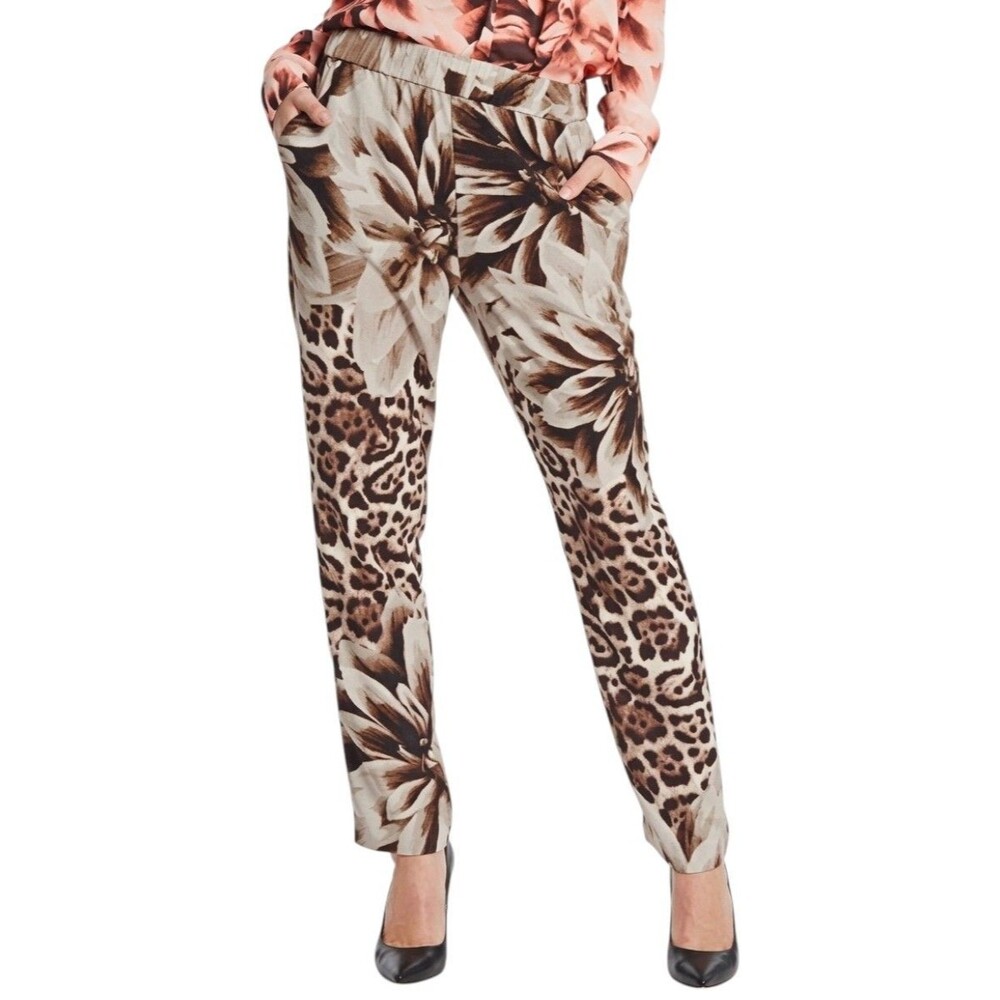 Marciano by GUESS Floral Animal Print Pants Tapered Leg Brown - Size 2